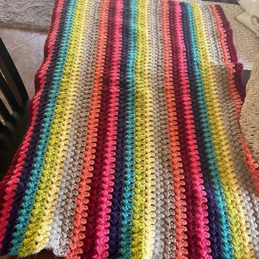 vintage handmade crochet afghan stitched baby blanket